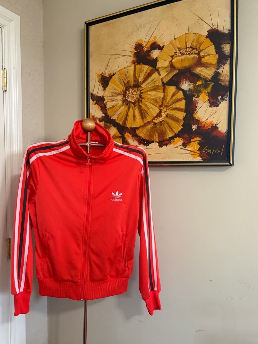 Vintage adidas Bright Red Track Jacket with White Logo